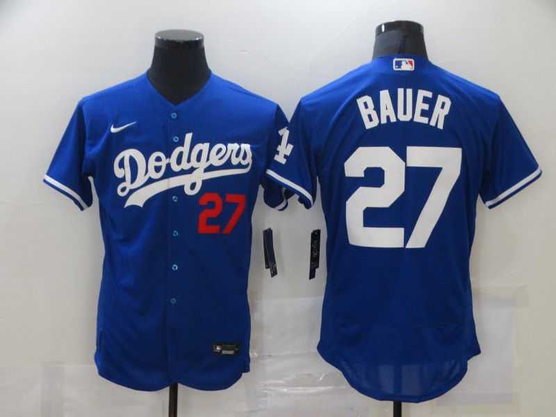 Men Los Angeles Dodgers 27 Bauer Blue Elite Nike MLB Jerseys